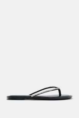 SANDALIA PLANA BRILLOS / Negro - Zara фото 3