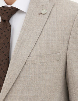 Bej Ex. Slim Fit Y_n Tak_m Elbise