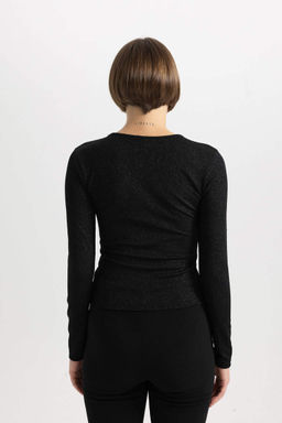 Облегающая футболка с круглым вырезом и длинными рукавами - Defacto фото 7