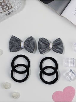 Цена за 6 шт. Набор для волос «Школьница галант», 4 резинки 3.5 см, 2 зажима 5.5 см, сияние, чёрный