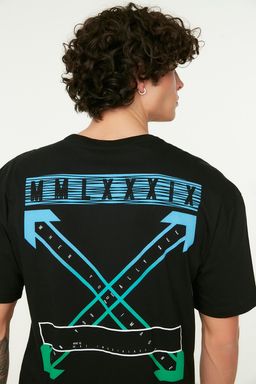TRENDYOL MAN Siyah Oversize/Genis Kesim S?rt Bask?l? %100 Pamuklu T-shirt TMNSS20TS1132 - Trendyolmilla фото 12