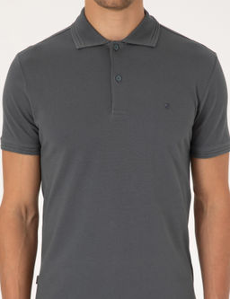 Antrasit Slim Fit %100 Pamuk K_vr_lmaz Polo Yaka Basic Ti__rt