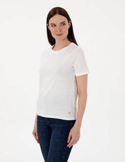 Beyaz Regular Fit Bisiklet Yaka Basic Ti__rt