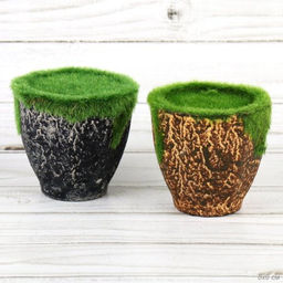 Кашпо со мхом декоративное 8х7,5 см / 16008 /уп 240/ (Черный)