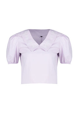 Lila Yaka Detayl? Dokuma Bluz TWOSS24BZ00335 - Trendyolmilla фото 7