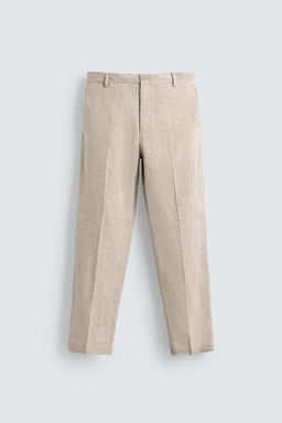 100% LINEN REGULAR FIT TROUSERS - Zara фото 6