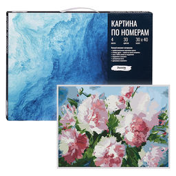 Холст с красками 30х40 по номерам "В розовой дымке пионов"