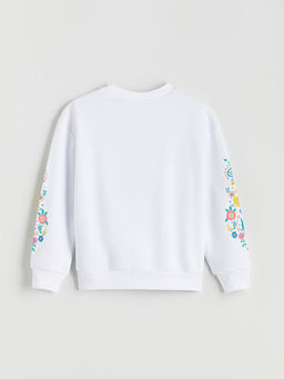 Bisiklet Yaka ?i?ekli K?z ?ocuk Sweatshirt