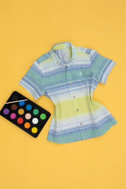 Неоново-желтая рубашка с коротким рукавом для мальчика Неожиданная скидка в корзине