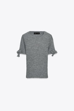 RIBBED KNIT SWEATER WITH BOWS - Zara фото 6