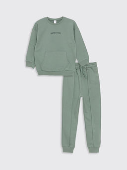 Bisiklet Yaka Uzun Kollu Basic Erkek Bebek Sweatshirt ve E?ofman Alt 2li