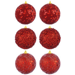 Набор 6 новогодних шаров 8*8 см "Красный"