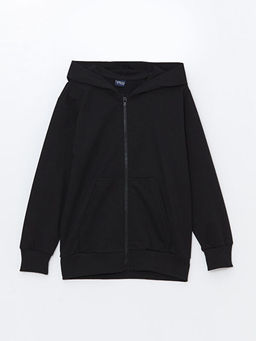 Kap??onlu Erkek ?ocuk Fermuarl? Sweatshirt