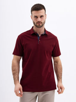 Джемпер мужской с воротником поло короткий рукав GREG G144-PO1246T-SAS2081(бордо)