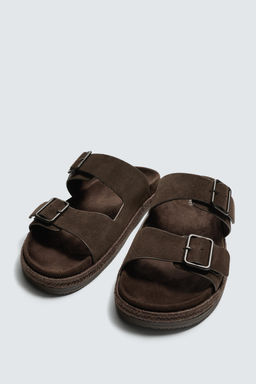 SANDALIA PIEL DOBLE TIRA / Chocolate - Zara фото 5