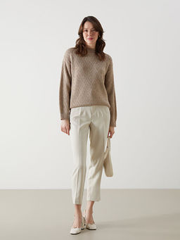 Bisiklet Yaka Baklava Desenli Kad?n Triko Kazak