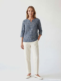 Bisiklet Yaka Desenli Bluz