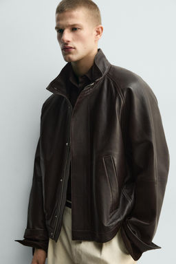 CAZADORA BOMBER PIEL / Chocolate - Zara фото 6