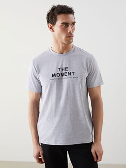 Bisiklet Yaka K?sa Kollu Bask?l? Penye Erkek Ti??rt