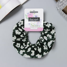 Цена за 3 шт. Резинка для волос «Орбита», жатка пятна, 12 см, зелёная