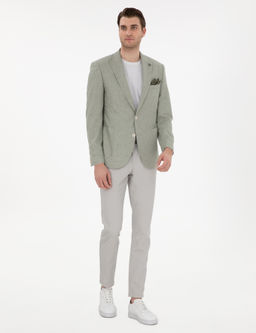 A__k Ye_il Ex. Slim Fit Keten Kar___ml_ Ceket