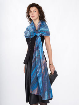 Большой, мягкий, тонкий и очень нежный двусторонний палантин с рисунком - Tantino фото 10