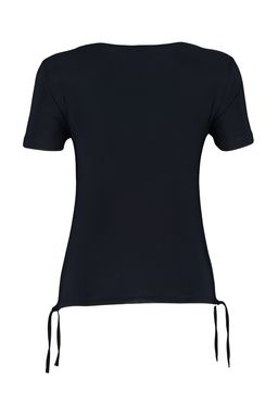 Trendyolmilla Lacivert Kare Yaka Buzgu Detayl? Fitted/Vucuda Oturan Crop Esnek Orme Bluz TWOSS23BZ00141