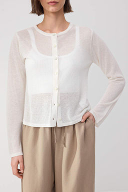 Wardrobe Essentials Ekru Bisiklet Yaka Ince Triko H?rka TWOSS26HI00009