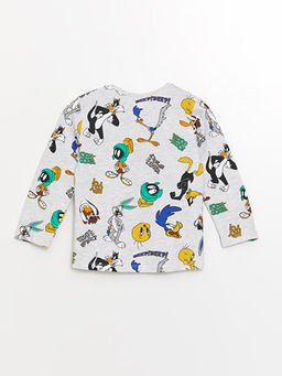 Bisiklet Yaka Uzun Kollu Bugs Bunny Bask?l? Erkek Bebek Ti??rt - Waikiki фото 3