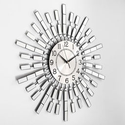 Часы настенные интерьерные «Зеркальные лучики», серия: Ажур, бесшумные, плавный ход, d=58 см, циферблат d=22 см, от батарейки 1хАА