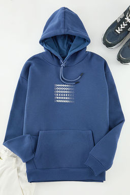 TRENDYOL MAN Siyah Oversize/Genis Kesim Kapusonlu Labirent Bask? Polar Pamuk Sweatshirt TMNAW24SW00201 - Trendyolmilla фото 17
