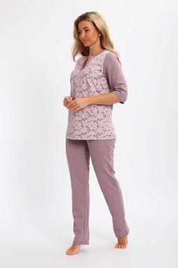 Пижама с брюками футер с начёсом (01059, кофе)