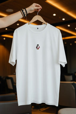 Ekru Oversize/Genis Kesim Penguen Nak?sl? %100 Pamuklu T-Shirt TMNSS23TS00243