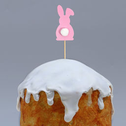 Цена за 2 шт. Топпер для украшения кулича «Кролик» на пасху, 7×3.7 см