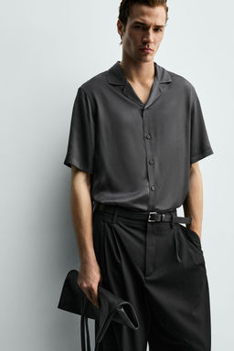 CAMISA SATINADA RELAXED FIT / Gris - Zara фото 7