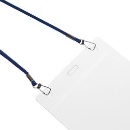 Цена за 10 шт. Бейдж горизонтальный, внешний размер 112×109 мм, внутренний размер 102×90 мм, на синем шнурке 40 см