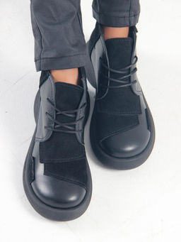 Ботинки 305.927bl.Черный черная замша/байка