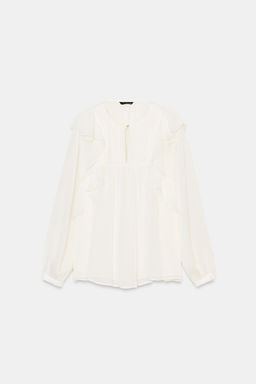 PIN TUCK AND RUFFLE BLOUSE - Zara фото 6