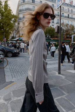 STRIPED WRAP SHIRT WITH BOW - Zara фото 4