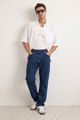 Lacivert Baggy/90s Straight Fit Jeans Bol Kot Pantolon TMNSS24JE00012