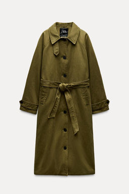 WAXED TRENCH COAT WITH FAUX FUR COLLAR - Zara фото 2