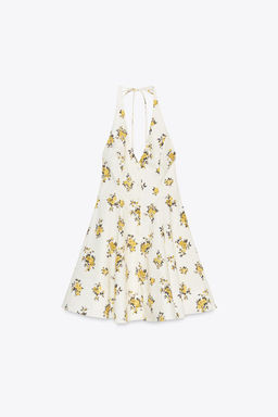 FLORAL PRINT HALTER MINI DRESS - Zara фото 5