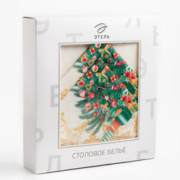 Скатерть новогодняя «Этель» Golden Christmas, 150×220 ±3 см с ГМВО, 100% хлопок, 190 г/м²
