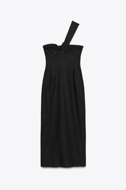 ASYMMETRIC CUT-OUT MIDI DRESS WITH LINEN BLEND - Zara фото 13