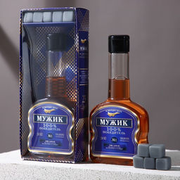 Подарочный набор косметики Мужик, гель для душа во флаконе коньяка 250 мл и мыло для рук, HARD LINE