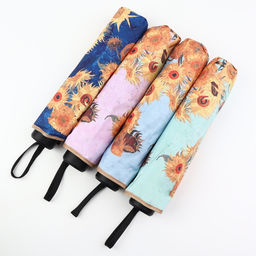 Зонт механический «Подсолнухи», эпонж, 4 сложения, 8 спиц, R=48/55 см, d=96 см, МИКС