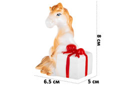 Фигурка декоративная 6,5*5*8 см Лошадь с подарком коричневая с золотом, фарфор - Elan gallery фото 2