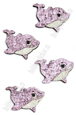 Лазерная вырубка из кожзама "Дельфинчик №1" 4,5*3,8 см (10 шт) розовый, несклеенная