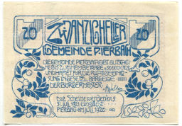 20 геллеров 1920 года Австрия Пирбах (нотгельд)
