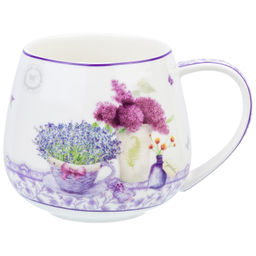 Кружка 400 мл 13*10*8,5 см "Лаванда" бочонок, фарфор NEW BONE CHINA